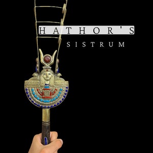 Goddess Hathor Sistrum, Vintage Egyptian musical instruments sistrum , Ancient Egyptian religious artifacts, Sistrum museum collections.