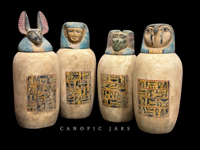 Ancient Egyptian Canopic Jars: Sons of Horus Figurines - Etsy