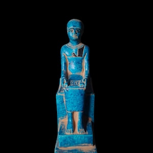 Museum Imhotep Statue - Ancient Egyptian Engineer Imhotep - the builder of Djoser&#39;s unprecedented step pyramid complex