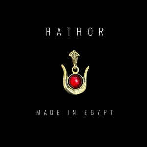 Goddess Hathor horn Amulet - Authentic Egyptian Craftsmanship - Spiritual Protection & Empowerment - Hathor pendant necklace.