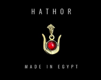 Goddess Hathor horn Amulet - Authentic Egyptian Craftsmanship - Spiritual Protection & Empowerment - Hathor pendant necklace.