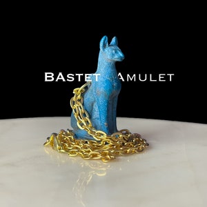 Porcelain pendant for Bastet cat, Ancient Egyptian Goddess Bastet Amulet, Home decor statues made in Egypt, Cat Amulets
