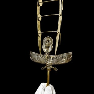 Goddess Sekhmet Sistrum, Ancient Egyptian musical instruments, Sekhmet&#39;s Sistrum Goddess  Nekhbet (vulture) , Sistrum museum collections.