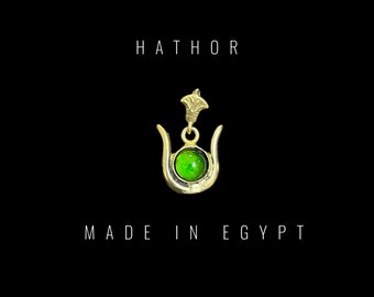 Goddess Hathor horn Amulet - Authentic Egyptian Craftsmanship - Spiritual Protection & Empowerment - Hathor pendant necklace.