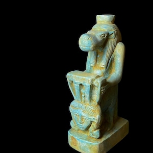 Egyptian goddess Taweret statue symbol with Goddess Hathor, Goddess Taweret ( Sobek crocodile), Egyptian Antiques.