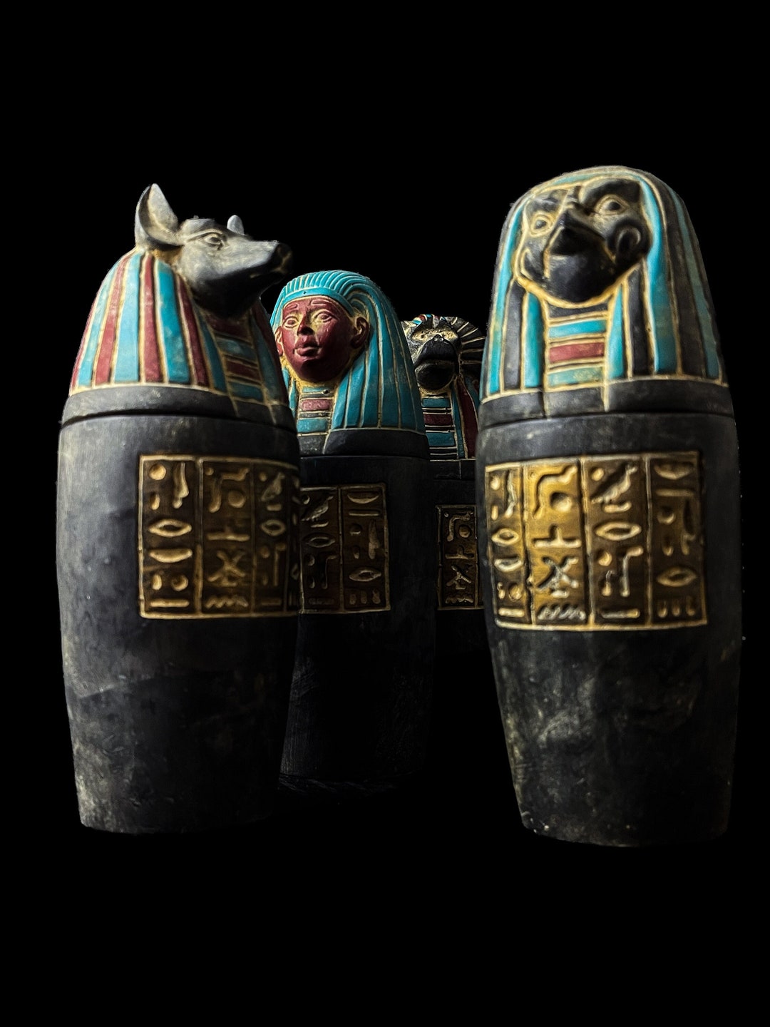 Ancient Egyptian Canopic Jars - Sons of Horus Figurines - Spiritual ...