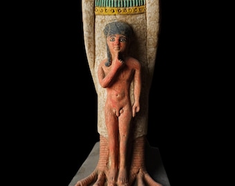 貴重★古代エジプト★ホルス神★大理石★彫刻★アンティーク 古代エジプト彫刻 ホルス神 ストーン風彫像/ 天空と太陽の神「ウジャト