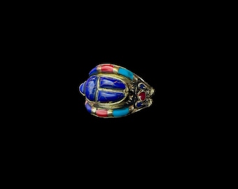 Egyptian Scarab ring, King Tutankhamun Ring made in Egypt. The decorative Good luck scarab in Ancient Egypt.