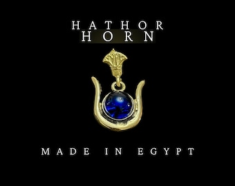 Goddess Hathor horn Amulet - Authentic Egyptian Craftsmanship - Spiritual Protection & Empowerment - Hathor pendant necklace.
