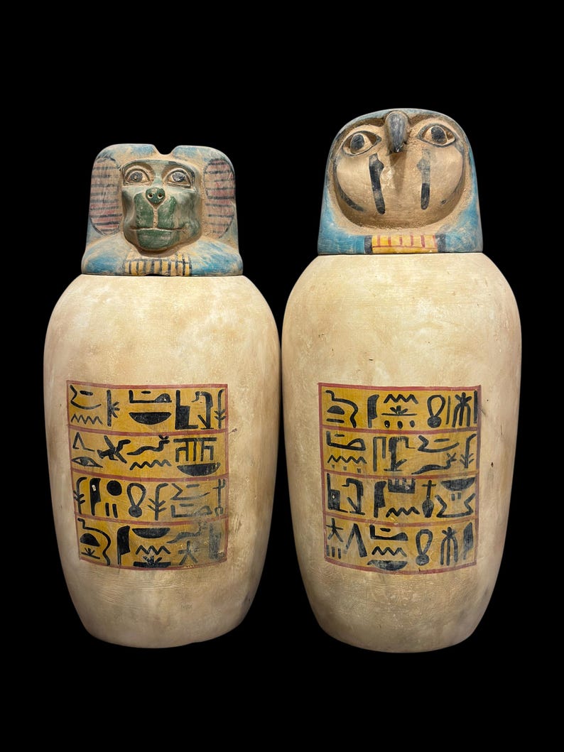 Ancient Egyptian Canopic Jars: Sons of Horus Figurines - Etsy