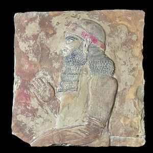 Mesopotamia art for Lamassu statue - Assyrian winged bull relief sculpture amulet