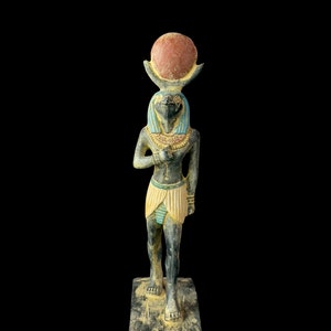 Rare Falcon Egyptian God RA statue, God of the sun, God Ra God of the Sky. God Ra with Sun disk.