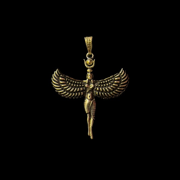 Rare Goddess Isis Pendant, Divine Isis Amulet, For Inner Strength and Wisdom, Ideal Gift for Spiritual Seekers, Made in Egypt, Hathor crown