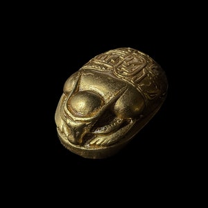 Goddess Hathor with sun disk in form of Egyptian Scarab, The decorative Good luck scarab in Ancient Egypt, Scarab beetle symbol