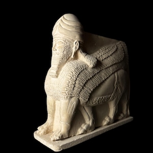 Mesopotamia art for Lamassu statue - Assyrian winged bull relief sculpture amulet