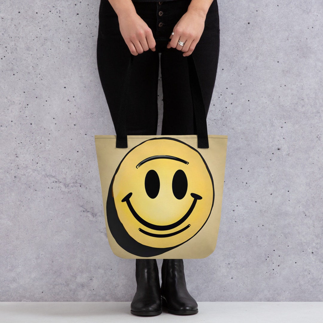 Smiley Face Tote Bag - Etsy