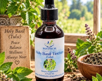 Holy Basil Tincture | Ocimum tenuiflorum | Fresh Leaves | Herbal Extract | 1:2 Ratio | Small Batch Botanical Extract