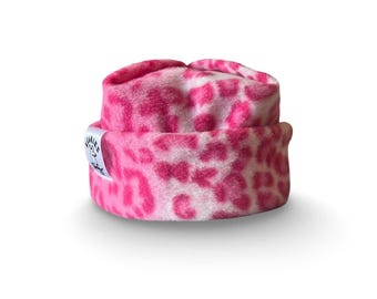 Pink Cheetah Box Top Fleece Beanie | Custom fit