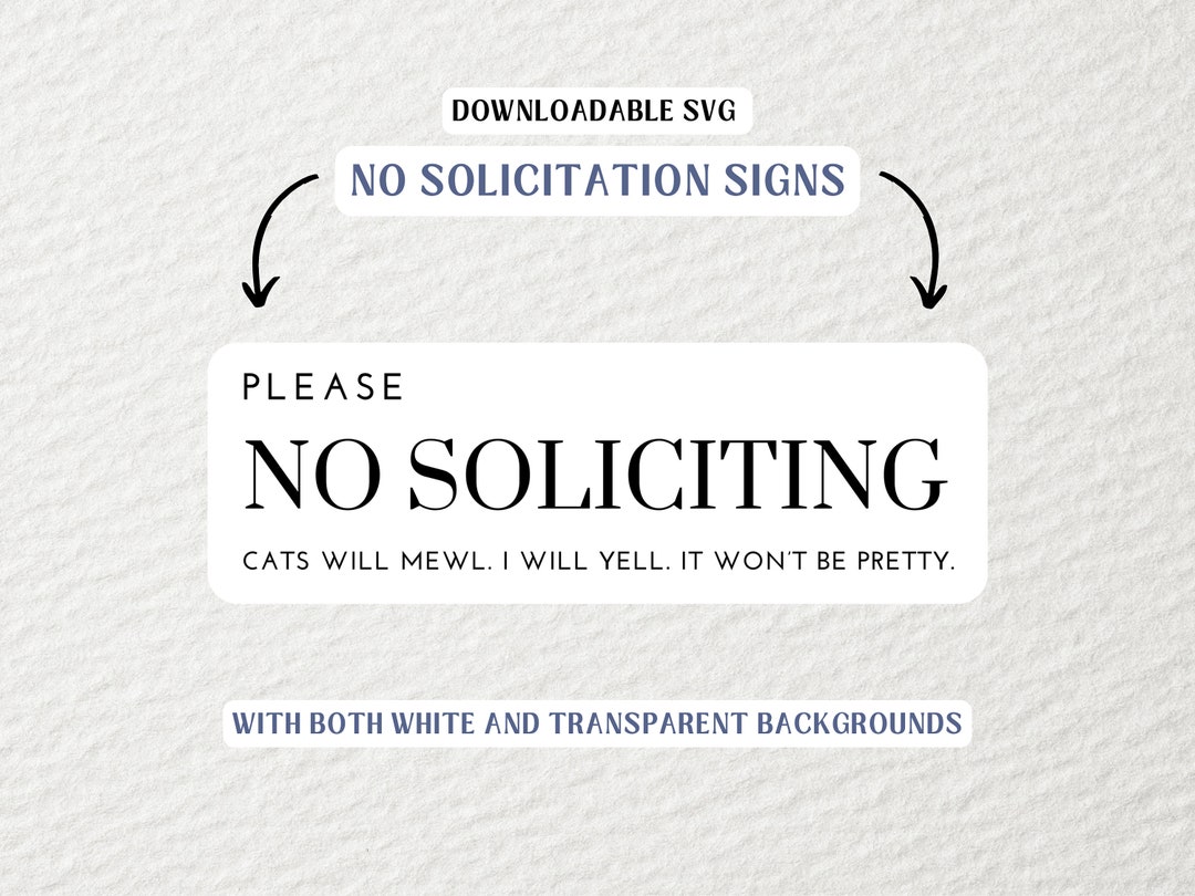 No Soliciting Sign Printable Sticker No Solicitation Door - Etsy