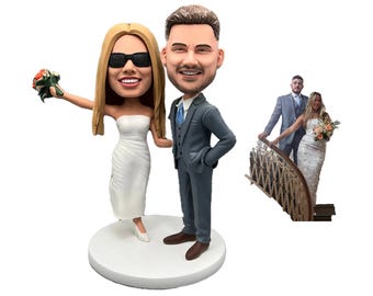 Custom Anniversary Couple Bobblehead Free Shipping, Personalized Lover Statues, Personalized Couples Figurines For Wedding