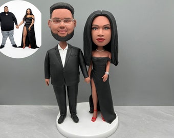 Personalisierte Hochzeitstorte Bobbleheads, Paar Bobbleheads, kundenspezifische Figur Hochzeitstorte Topper, kundenspezifische Hochzeitsbobblehead