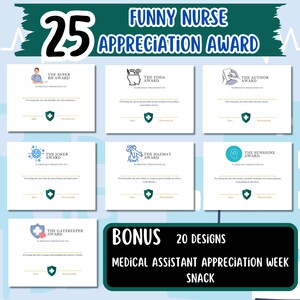 Paquete imprimible de premios de enfermeras divertidas: agradecimiento a compañeros de trabajo (descarga digital)