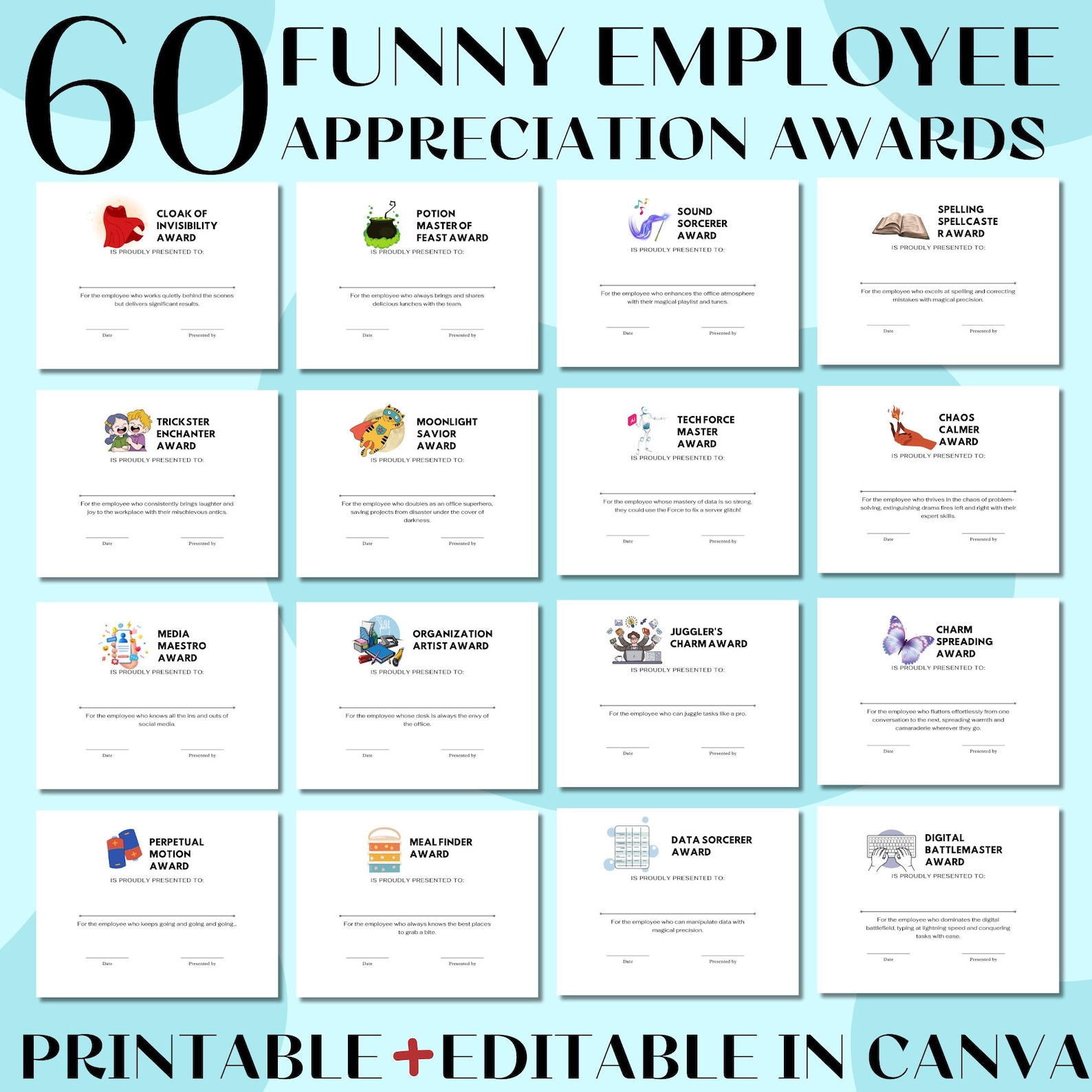 Funny Employee Appreciation Awards - 60 Printable Staff Recognition ...