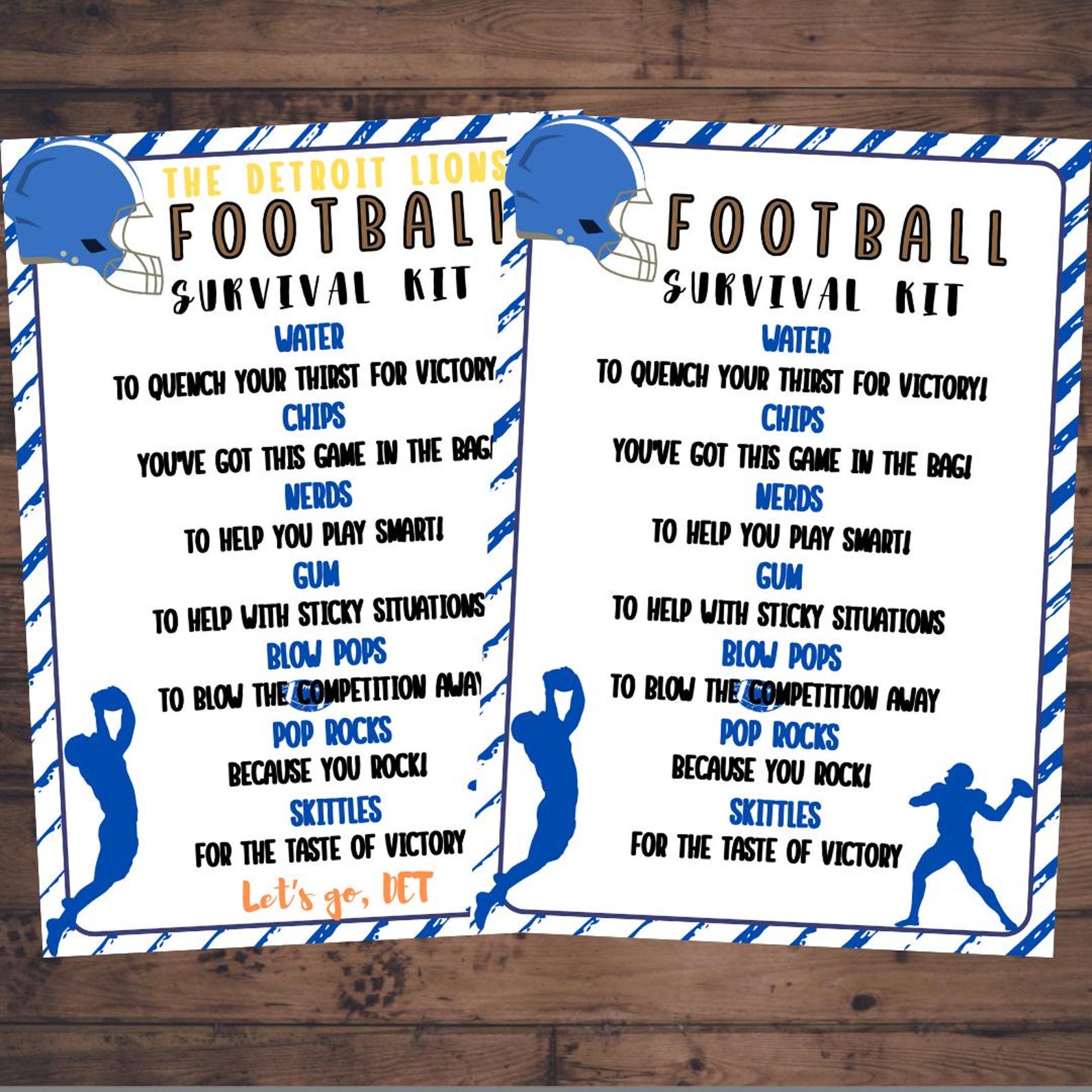 Customizable Football Survival Kit Tag: Game Day Gift (digital Download ...