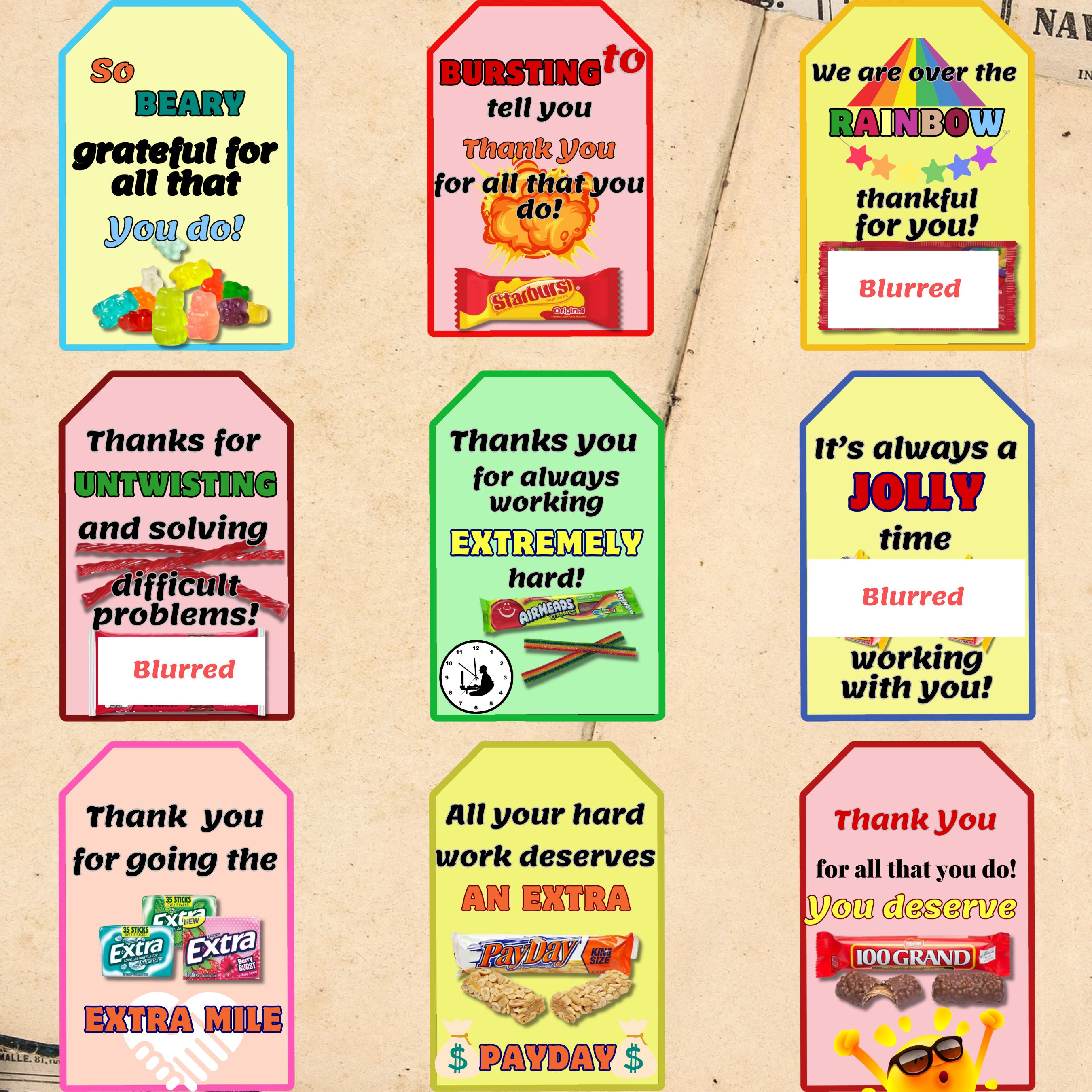 Employee Appreciation Candy Bar Gift Tags (digital Download) - Etsy