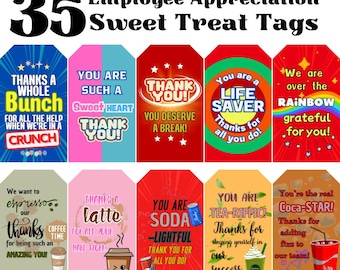 35 Employee Appreciation Sweet Treat Gift Tags (Digital Download)