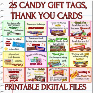 Employee Appreciation Candy Bar Gift Tags: Thank You Awards (Digital Download)