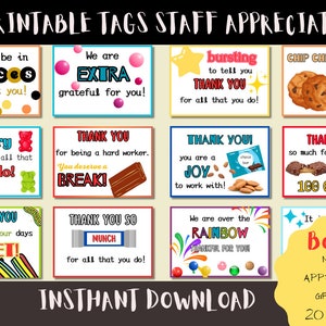 waardering van medewerkers | Candy Bar-cadeaukaartjes voor medewerkers Bedankbriefjes voor waardering van medewerkers Waardering van medewerkers Candy Bar Award