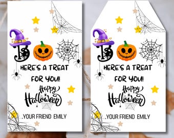 Printable Halloween Favor Tags, Editable Treat Bag Tags (Instant Download)