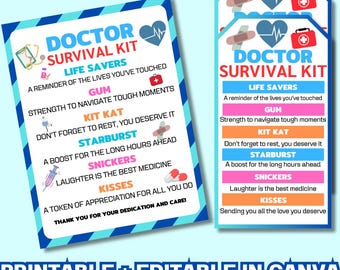 Doctor Survival Kit Gift Tag: Appreciation Gift (Digital Download)