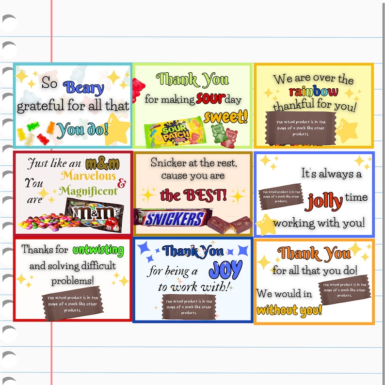 Employee Appreciation Tags Candy Bar Gift Tag Treat Tags Employee Treat