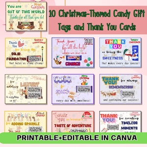 10 Weihnachtssüßigkeiten Geschenkanhänger | Mitarbeiter Wertschätzung Tags | Candy Bar Geschenkanhänger | Leckerli Tags | Mitarbeiter-Leckerl-Preis | Lehrer Geschenk |
