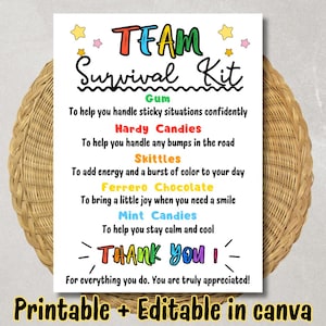 Team Survival Kit Gift Tags: Employee/Volunteer Printable (PDF)