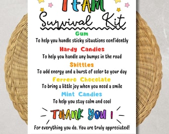 Team Survival Kit Gift Tags: Employee/Volunteer Printable (PDF)
