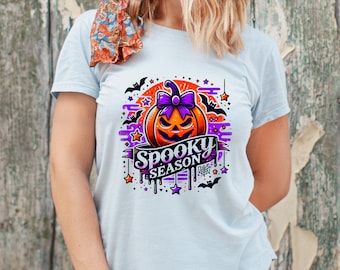 Retro Halloween Pumpkin PNG: Spooky Season Shirt Design (Digital Download)
