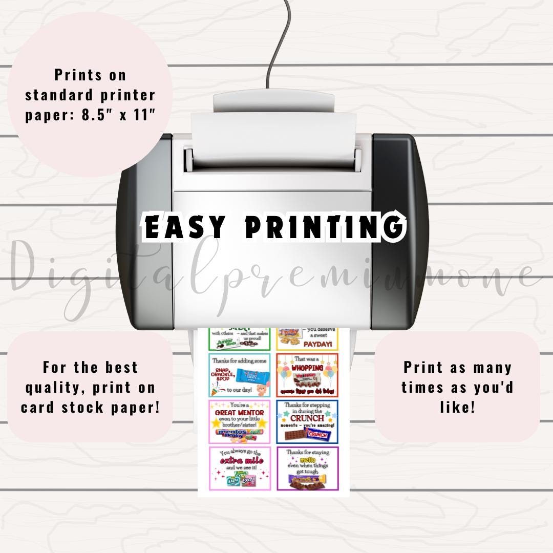 Candy Gift Tags for Kids: Printable Lunchbox Notes (PDF Download) - Etsy