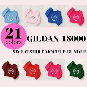 Gildan 18000 Mockup Bundle, Folded Flat Lay Mockup Bundle, G18000 Folded Sweatshirt Mockup Bundle, Flatlay Crewneck Sweater Mockup Bundle