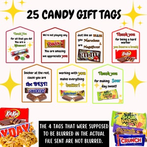 Employee Candy Bar Gift Tags Thank You Notes for Employee Appreciation ...