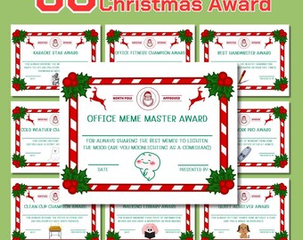 Funny Christmas Employee Award Certificates: Editable Coworker Gift Tags (Printable)