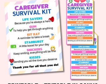 Caregiver Survival Kit Tag: Druckbares Wertschätzungsgeschenk (Digitaler Download)