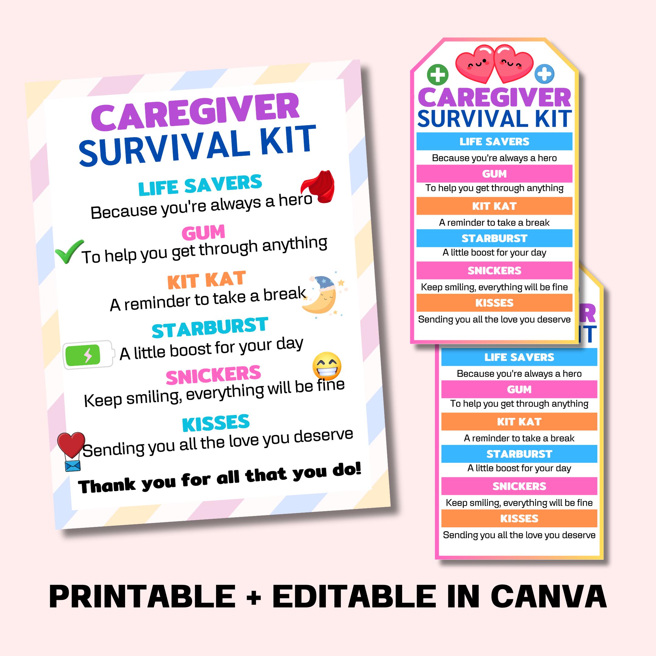 Caregiver Survival Kit Tag: Printable Appreciation Gift (digital