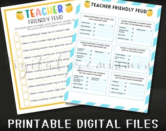 Teacher Feud Game: Back to School Icebreaker (Printable PDF with Answer Key