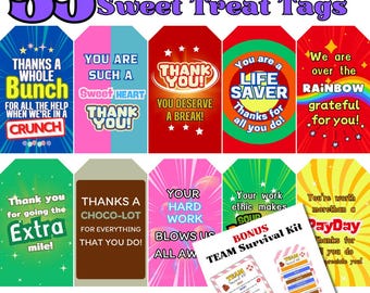 Employee Appreciation Gift Tags: Sweet Treat Thank You (35 Tags) (Digital Download)