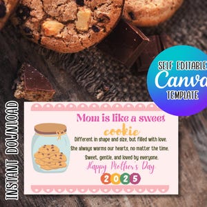 DESCARGA INSTANTÁNEA Tarjetas para el Día de la Madre Etiquetas para Galletas Imprimibles Regalos Recuerdos Mamá Abuela Mujeres Sociedad de Socorro Fiesta Mamá Dulces Chocolate Brunch