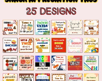 Etiquetas de regalo para dulces y aperitivos: 25 diseños (descarga instantánea)