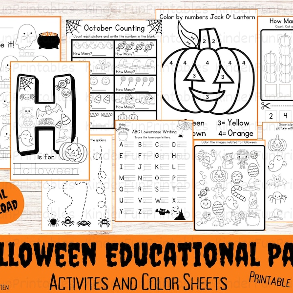 Halloween Educational Pack |Halloween Bundle | Halloween Worksheets for Kids | Halloween Preschool-Kindergarten Printable | Kids Activities|